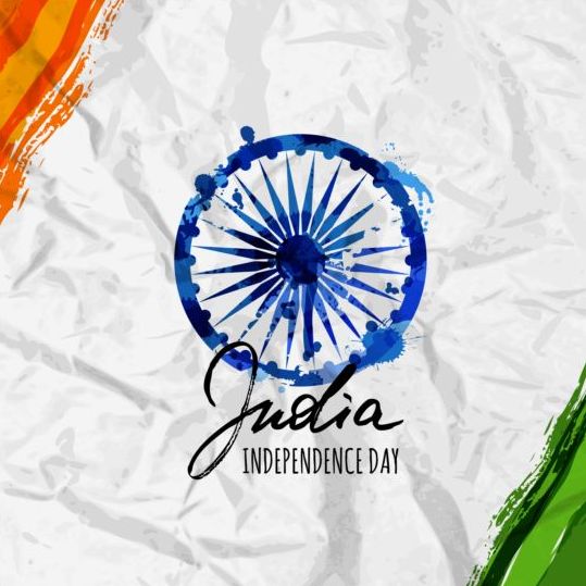 Indian Independence Day watercolor background vector 02