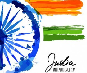 Indian Independence Day watercolor background vector 04