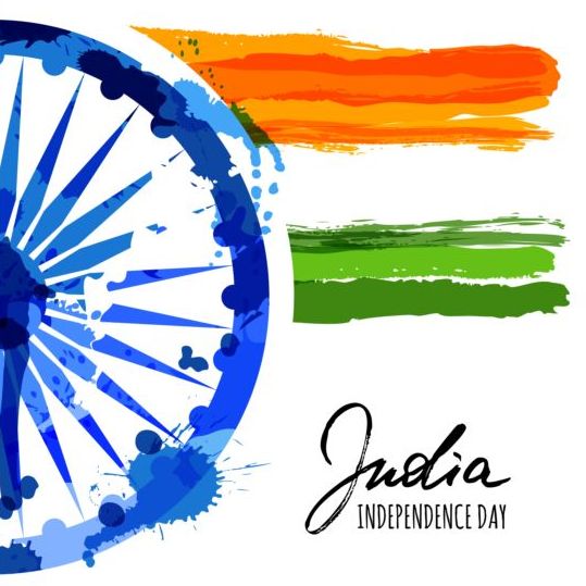 Indian Independence Day watercolor background vector 04