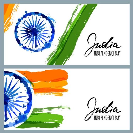 Indian Independence Day watercolor background vector 08