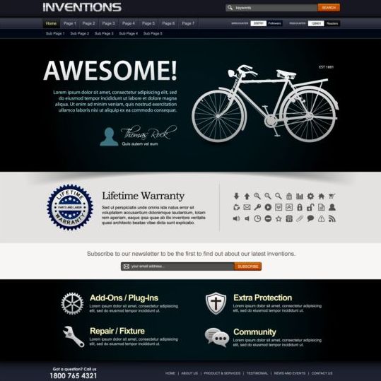 Inventions with creative wetsite template vector 01