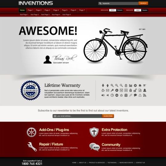 Inventions with creative wetsite template vector 02