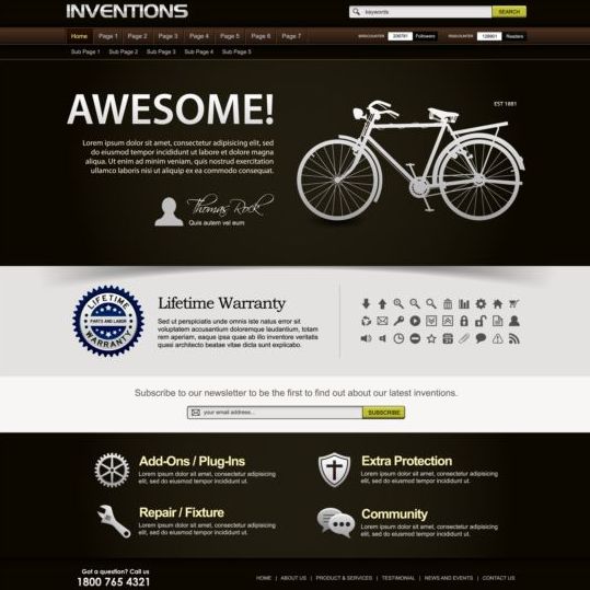 Inventions with creative wetsite template vector 03
