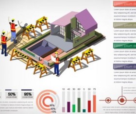 Isometric 3d building infographics vector 01