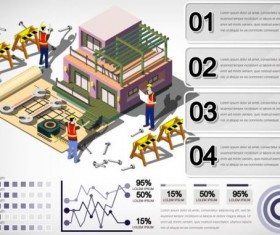 Isometric 3d building infographics vector 03