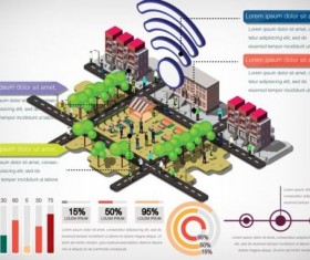 Isometric 3d community communication infographics vector 01