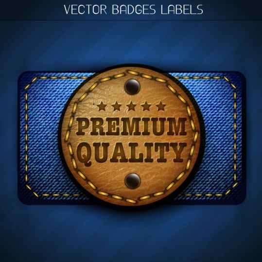 Jeans and leather badges label vector 03