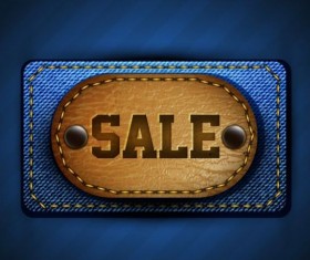 Jeans and leather badges label vector 04