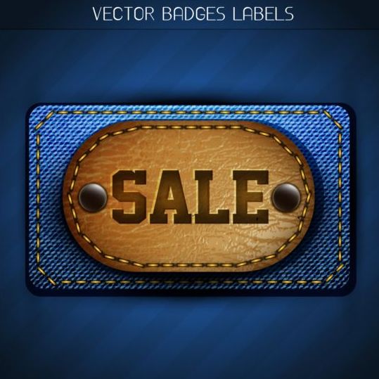 Jeans and leather badges label vector 04