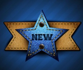 Jeans and leather badges label vector 05