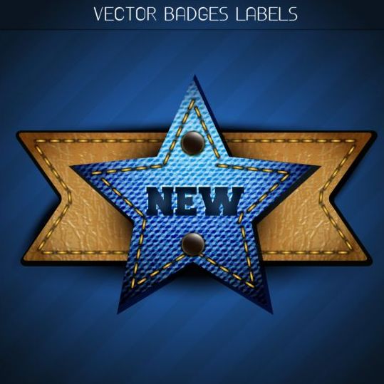 Jeans and leather badges label vector 05