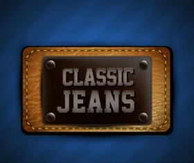 Jeans and leather badges label vector 07