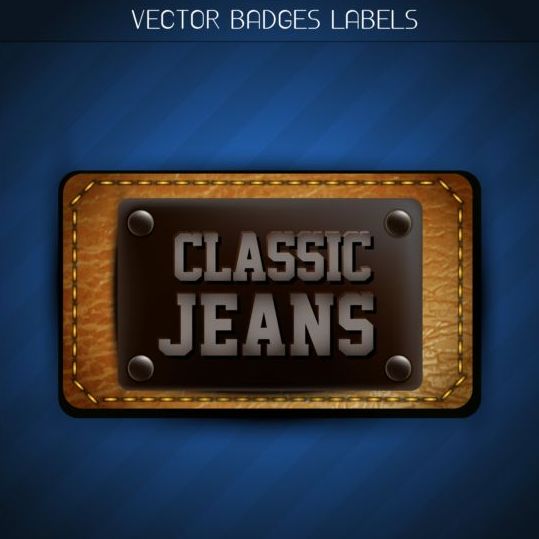 Jeans and leather badges label vector 07