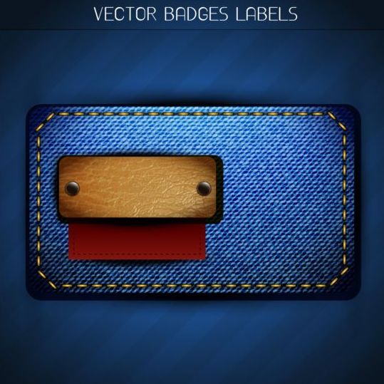 Jeans and leather badges label vector 08