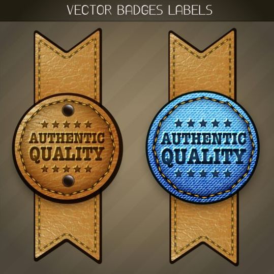 Jeans and leather badges label vector 09