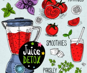 Juice detox hand drawn vector material 10