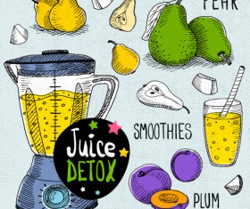 Juice detox hand drawn vector material 11
