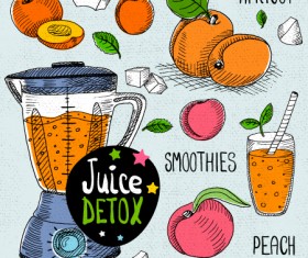 Juice detox hand drawn vector material 12