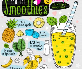 Juice detox hand drawn vector material 13