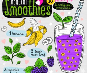 Juice detox hand drawn vector material 14