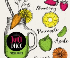 Juice detox hand drawn vector material 21