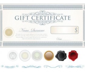 Light colored gift certificate template vector 01