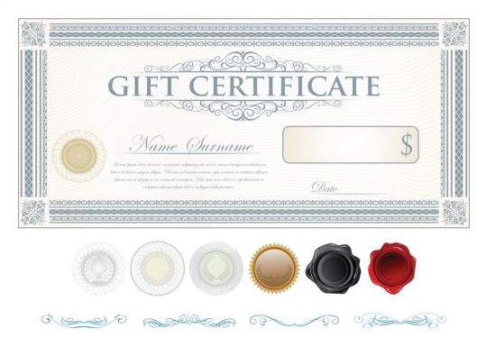 Light colored gift certificate template vector 01