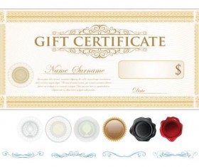 Light colored gift certificate template vector 03