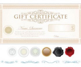 Light colored gift certificate template vector 04