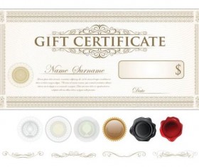 Light colored gift certificate template vector 06