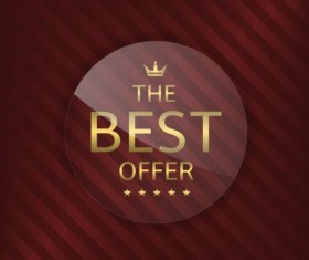 Luxury glass label with red background vector 02