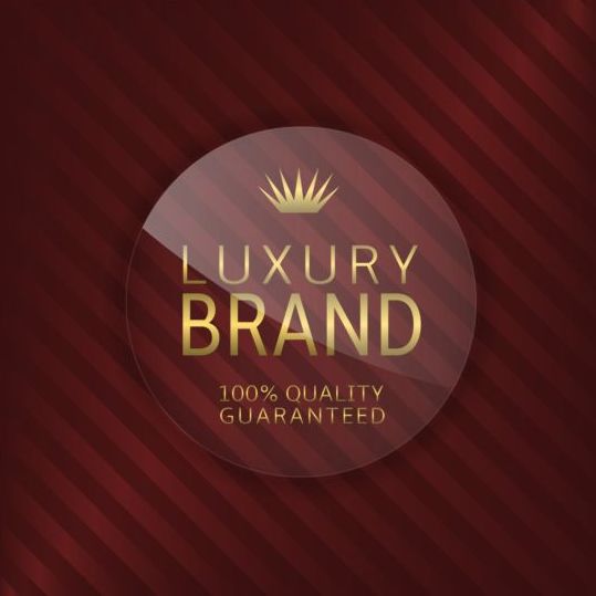 Luxury glass label with red background vector 17