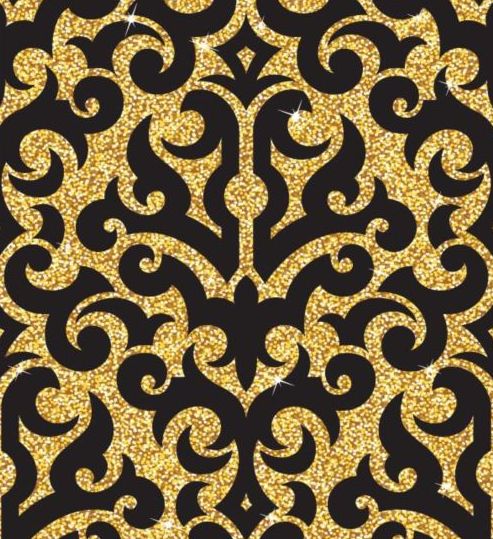 Luxury golden decor pattern vectors set 12