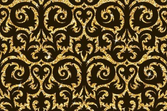 Luxury golden decor pattern vectors set 15