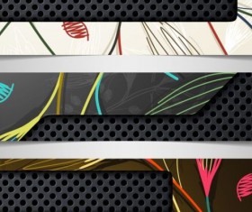 Metal with floral banners vectorr 01