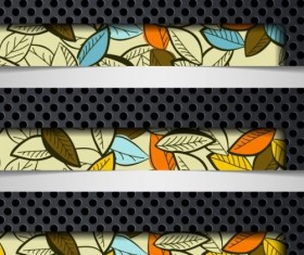 Metal with floral banners vectorr 02