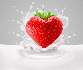 Milk splash strawberries vector background