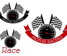 Mocor racing labels withstep speed meter vector