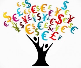 Money with tree vector