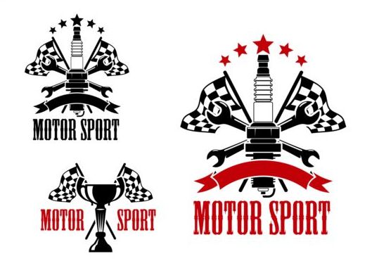 Motor sport labels vector