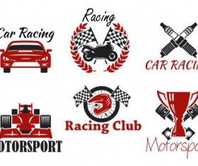 Motorsport with racing club labels vector