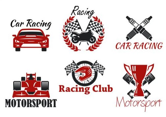 Motorsport with racing club labels vector