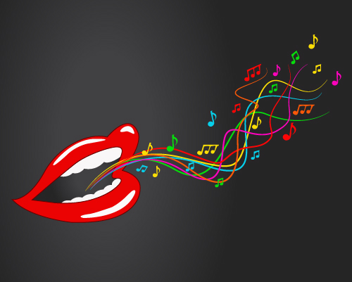 Music note with red lips vector