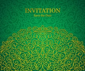 Orante green wedding invitation cards design vector 01