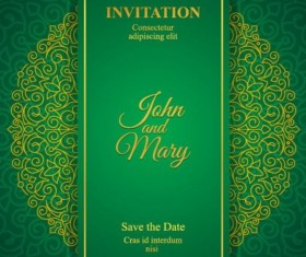 Orante green wedding invitation cards design vector 02