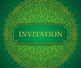 Orante green wedding invitation cards design vector 03