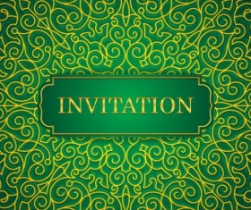 Orante green wedding invitation cards design vector 04