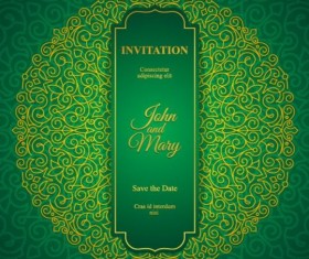 Orante green wedding invitation cards design vector 05