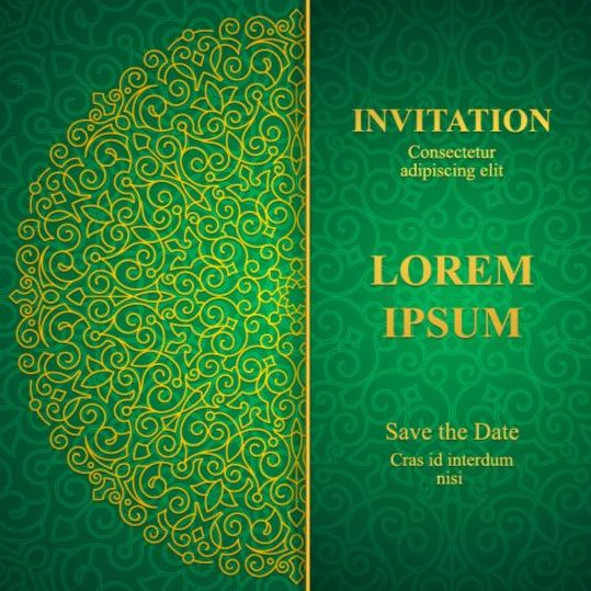 Orante green wedding invitation cards design vector 08