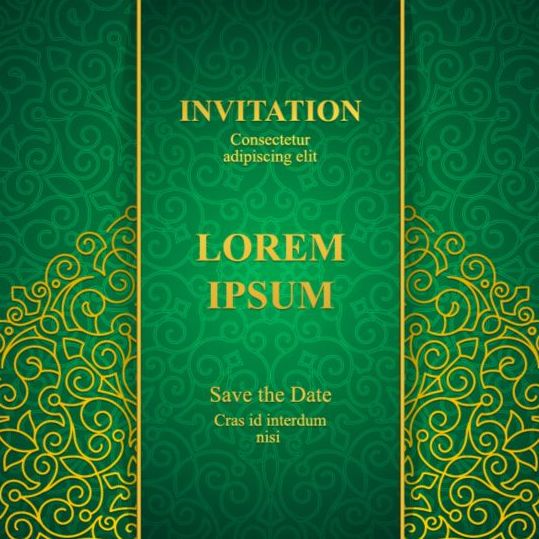 Orante green wedding invitation cards design vector 11